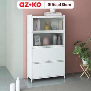 AZKO Stora Kabinet Kantor Metal 5 Tingkat Dengan 4 Pintu - Putih