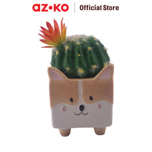 AZKO Arthome Tanaman Artifisial Sukulen Dengan Pot Anima Corgi