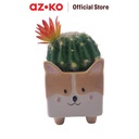 AZKO Arthome Tanaman Artifisial Sukulen Dengan Pot Anima Corgi