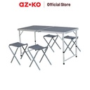AZKO Soleil Set 5 Pcs Bangku & Meja Lipat Serbaguna - Abu-Abu