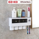 AZKO Stora Tempat Sikat Gigi Dengan 4 Gelas - Putih/Hitam