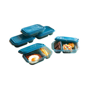 AZKO Kris Set 5 Pcs Wadah Makanan 2 Sekat Rectangel - Biru