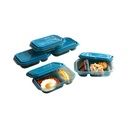 AZKO Kris Set 5 Pcs Wadah Makanan 2 Sekat Rectangel - Biru