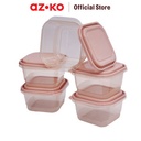 AZKO Kris 1 Ltr Set 5 Pcs Milly Wadah Makanan Square - Pink Coral