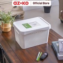 AZKO Stora 20 Ltr Keranjang Penyimpanan Dots Dengan Tutup - Putih