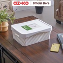 AZKO Stora 12 Ltr Keranjang Penyimpanan Dots Dengan Tutup - Putih