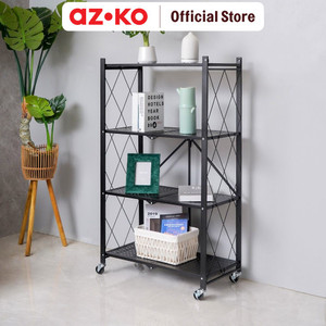 AZKO Stora Rak Penyimpanan 4 Tingkat Foldable - Hitam