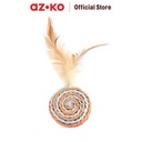 AZKO Paws N Tail Mainan Kucing Woven Round Dengan Bulu - Biru