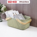AZKO Stora 40x25x18 Cm Keranjang Penyimpanan Wood Handle - Hijau