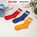 AZKO Ataru Set 3 Pasang Kaos Kaki Crew - Navy / Merah / Kuning