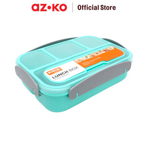 AZKO Kris 1.3 ltr Kotak Makan 4 Sekat Dengan Sendok Garpu - Hijau