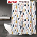 AZKO Forhom 180x180 Cm Tirai Kamar Mandi Dengan Hooks Waterdrop