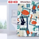 AZKO Forhom 180x180 Cm Tirai Kamar Mandi Dengan C Hooks Sea - Biru