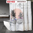 AZKO Forhom 180x180 Cm Tirai Kamar Mandi Dengan C Hooks Pineaple