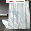 AZKO Forhom 180x180 Cm Tirai Kamar Mandi Dengan C Hooks Leaf - Hijau