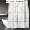 AZKO Forhom 180x180 Cm Tirai Kamar Mandi Dengan Hooks Geometri