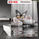 AZKO Forhom 180x180 Cm Tirai Kamar Mandi Dengan Hooks Butterfly