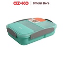 AZKO Kris 1.7 ltr Kotak Makan 3 Sekat Dengan Sendok & Garpu - Hijau