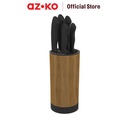AZKO Kris Set 6 Pcs Pisau Dengan Block Penyimpanan - Cokelat/Hitam