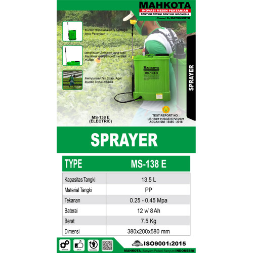 Alat Sprayer MS 138 E Mahkota