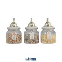 Informa 650 ml Set 3 Pcs Gold Mosque Dome Stoples Kaca Jar Tempat Simpan Snack Dan Permen Setoples Toples Serbaguna Perlengkapan Dapur Wadah Makanan