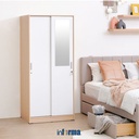 Informa Rana Lemari Pakaian 2 Pintu - Putih/Cokelat Maple Wardrobe Storage Kabinet Tempat Simpan Baju Lemari Pintu Geser Aesthetic