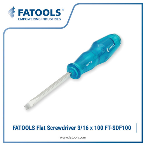 FATOOLS SDF100 Flat Screwdriver GO-THRU Tip 4mm x 100mm Obeng Minus Min Palu Ketok Square Shank Kotak