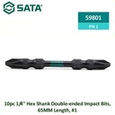 Mata Obeng Double Impact PH 1 isi 10 pcs 59801 1/4" Hex Bits 65 mm #1 Sata