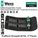 Obeng Bits Set Wera 05051040001 Screwdriver Kraftform Kompakt 60 RA - 17 Pcs