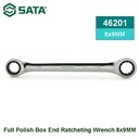 Kunci Double Ring 8x9MM 46201 Full Polish Box End Ratcheting Wrench Sata Tools
