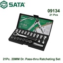 Kunci Socket Sock Set 09134 21Pc. 20MM Dr. Pass-thru Ratcheting Set Sata Tools