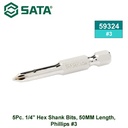 Mata Obeng Plus 5 Pc PH 3 x 50 mm 59324 1/4" Hex Shank Bits Sata Tools