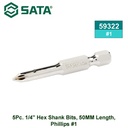 Mata Obeng Plus 5 Pc PH 1 x 50 mm 59322 1/4" Hex Shank Bits Sata Tools