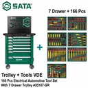 Tool Kit Set VDE 167 Pcs A95107-GR+VDE Tools Electrical Automotive Tool Set (With 7 Drawer Trolley) Sata Tools