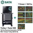 Tool Kit Set VDE 167 Pcs A95107-BL+VDE Tools Electrical Automotive Tool Set (With 7 Drawer Trolley) Sata Tools
