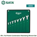 Kunci Pas Ratcheting Kombinasi Set 08008 Sata Tools 8Pc. Full Polish Combination Ratcheting Wrench Set