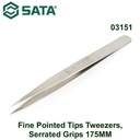 Pinset 175 mm 03151 Fine Pointed Tips Tweezers, Serrated Grips 175 mm Sata Tools