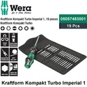 Obeng Bits Set Inch Wera 05057483001 Kraftform Kompakt Turbo Imperial 1, 19 pieces