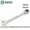 Kunci Ring Pas 25 mm 43216 Full Polish Combination Ratchet Wrench Sata Tools