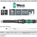 Click Torque X3 20-100 Nm Wrench 9x12 mm Insert Tools Wera 05075653001