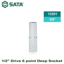 Kunci Sok Panjang 1/2" drive ukuran 3/8" 13201 Sata Tools 1/2" Dr. 6PT Deep Socket Inch