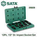 Kunci Shock Impack Metrik 1/2" 09009 12Pc. 1/2" Dr. Impact Socket Set Sata Tools