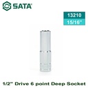 Kunci Sok Panjang 1/2" drive ukuran 15/16" 13210 Sata Tools 1/2" Dr. 6PT Deep Socket Inch