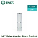 Kunci Sok Panjang 1/2" drive ukuran 3/4" 13207 Sata Tools 1/2" Dr. 6PT Deep Socket Inch
