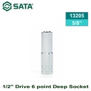 Kunci Sok Panjang 1/2" drive ukuran 5/8" 13205 Sata Tools 1/2" Dr. 6PT Deep Socket Inch