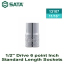 Kunci Sok 1/2" drive 11/16" 13107 - 1/2" Dr. 6PT Socket Inch Sata Tools