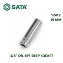 Kunci Sok Panjang 3/8" ukuran 19 mm 12412 Sata Tools 3/8" Dr. 6PT Deep Socket
