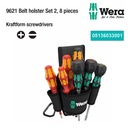 Obeng Set 8 pcs Plus + Minus - 05136033001 Wera 9621 Belt holster Set 2, 8 pieces