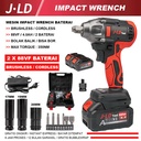 JLD 48VF Impact Wrench Cordless Brushless with 2 battery/Mesin Bor Red