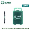 Mata Obeng Dual Kepala 10 PC Bit Dampak 05470 10 Pcs 6.3mm*65mm bi-head Impact Bits#2 Sata Tools
